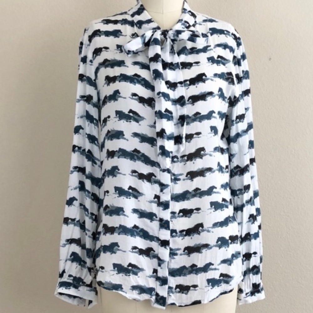 Anthropology Equestrian Print Button up blouse